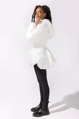 Pearl Peplum Puffer Jacket - White POPFLEX®