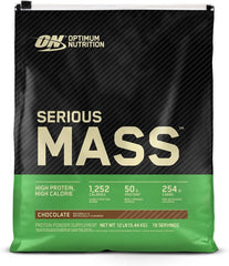 Optimum Nutrition (ON) Serious Mass High Protein and High Calorie Gainer Powder - 6 lbs (Chocolate) with Vitamins and Minerals SAUDI SHARK