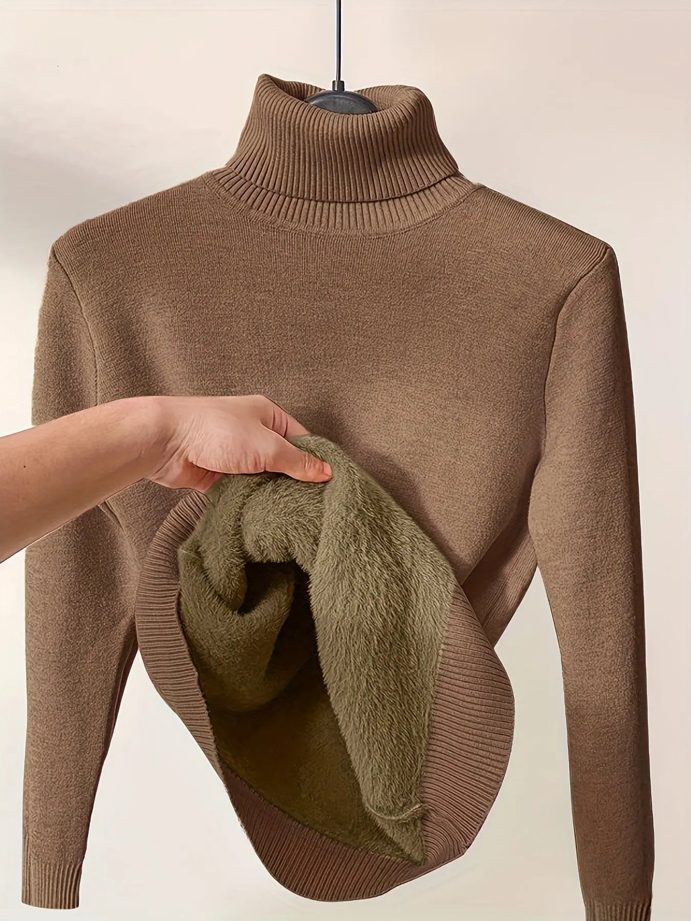 Knitted Sherpa-lined Pullover Sweater Modavivo