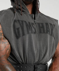 Heritage Washed Sleeveless Zip Hoodie Gymshark | United We Sweat