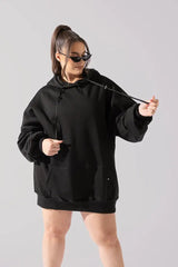 Long Cloud Hoodie - Black POPFLEX®
