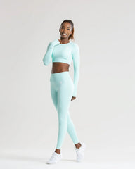 Power Seamless Long Sleeve Crop Top | Bleached Aqua WOMEN'S BEST