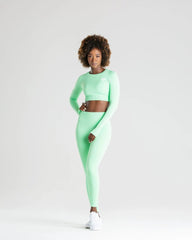 Power Seamless Long Sleeve Crop Top | Green Ash WOMEN'S BEST