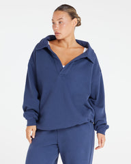 Oversized Collar Sweatshirt | Navy Crop Shop Boutique