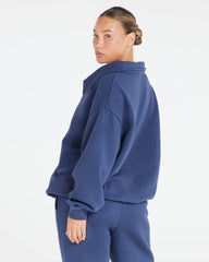 Oversized Collar Sweatshirt | Navy Crop Shop Boutique