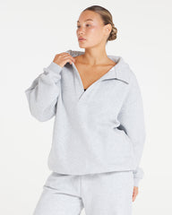 Oversized Collar Sweatshirt | Grey Marl Crop Shop Boutique