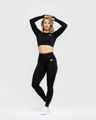 Move Seamless Long Sleeve Crop Top | Black Marl WOMEN'S BEST
