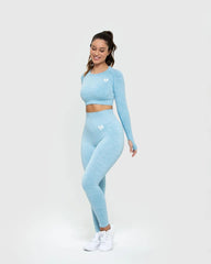 Move Seamless Long Sleeve Crop Top | Blue Marl WOMEN'S BEST