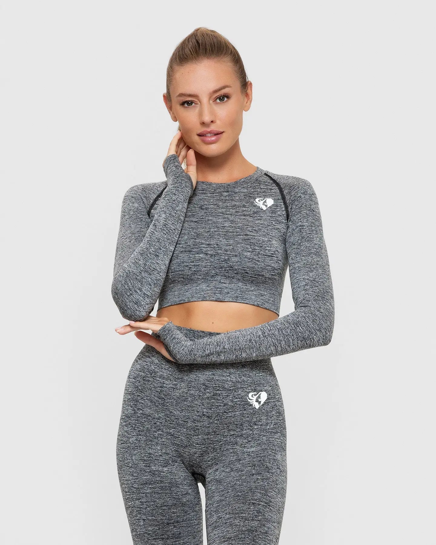 Move Seamless Long Sleeve Crop Top | Grey Marl WOMEN'S BEST