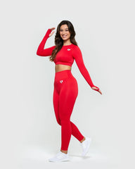 Power Seamless Long Sleeve Crop Top | Red WOMEN'S BEST