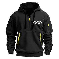 New Customized Shoulder Drop Hoodies Men Leisure Sport Multi Zipper Arm Pocket Loose Sweatshirts Fashion Hoody Jacket Pullover