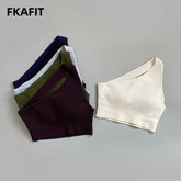 حمالة صدر رياضية نسائية بفتحة ظهر واحدة وكتف واحد وقميص قصير للجري واليوغا قابل للتنفس