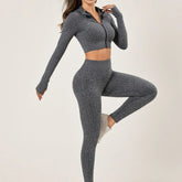 Women's Long Sleeve Running Yoga Suit High-End Feel Fitness Tracksuit Two-Piece Set Morning Runners Clothing