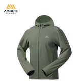 AONIJIE FM5243 Men Windproof Jacket Autumn and Winter Windproof Warm Outdoor Water-repellent Hiking Top Hooded Running Jacket