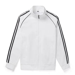 Spring Hot Sale Of The Season Men's Sporty Casual Jacket Stand Collar Windproof Polyester Long Sleeve Zipper Closure Striped...