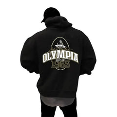 OLYMPIA Autumn and winter New Orsay Commemorative Fitness Hooded Sweatshirt Trend Olympia Casual Running Sports Tops باور أب | Power Up