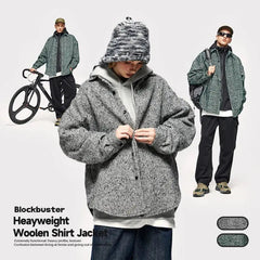 INFLATION Korean Style Heavyweight Oversized Shirt Jackets Unisex 2023 Autumn Thick Buttons Up Jacket Mens Outerweat باور أب | Power Up