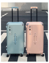 2024 New Large Capacity Cup Holder Luggage Suitcase USB Charging Women Girl Carry-On Boarding Luggage Travel 20/24/26/28 inch
