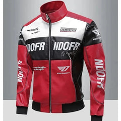 Autumn Motorbike Jacket Men's Stand Collar Leather Jackets Patchwork PU Leather Work Clothes Outdoor Motorcycle Riding Coats Men