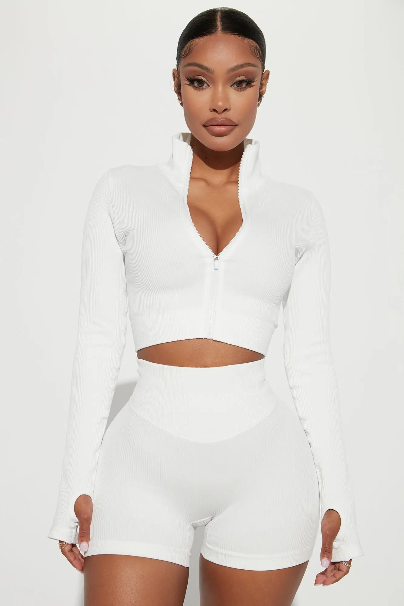 Effortless Ribbed Jacket - White Fashion Nova