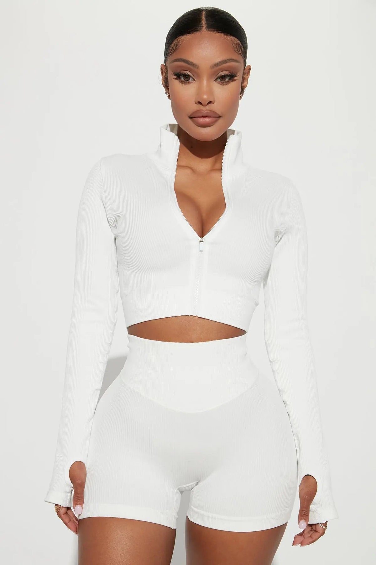Effortless Ribbed Jacket - White Fashion Nova