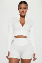 Effortless Ribbed Jacket - White Fashion Nova