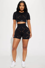 Diamond Girl Seamless Short Sleeve Top - Black Fashion Nova
