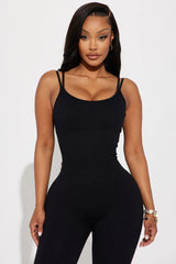 Effortless Joyce Ribbed Seamless Jumpsuit - Black Fashion Nova