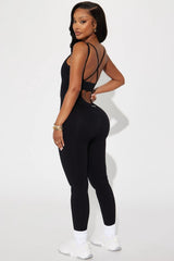 Effortless Joyce Ribbed Seamless Jumpsuit - Black Fashion Nova