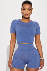 Break A Sweat Active Top - Slate Blue Fashion Nova