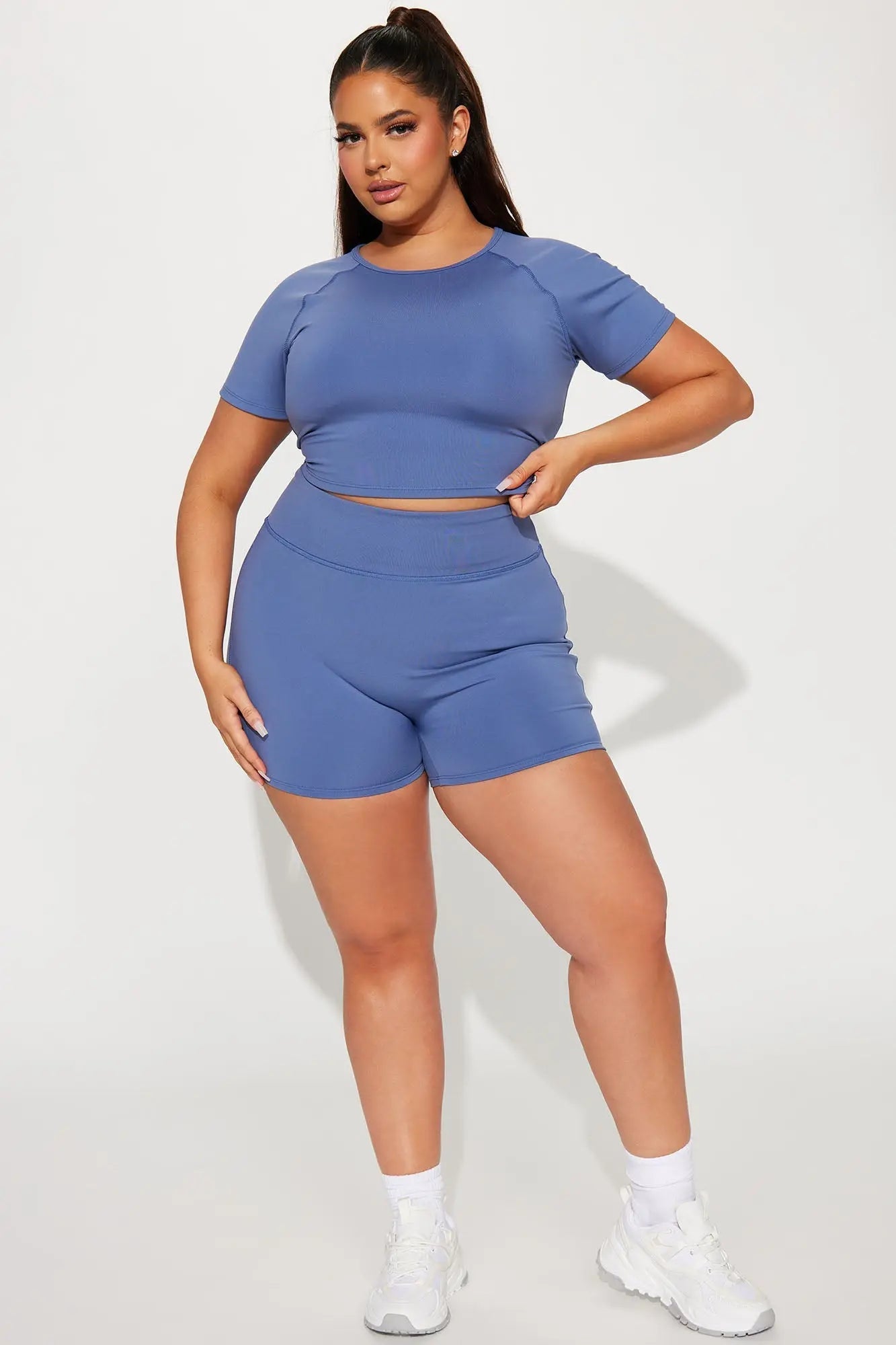 Break A Sweat Active Top - Slate Blue Fashion Nova
