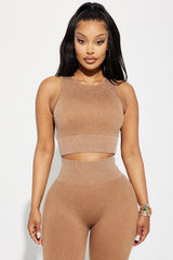 Alexa Washed Active Top - Brown Fashion Nova