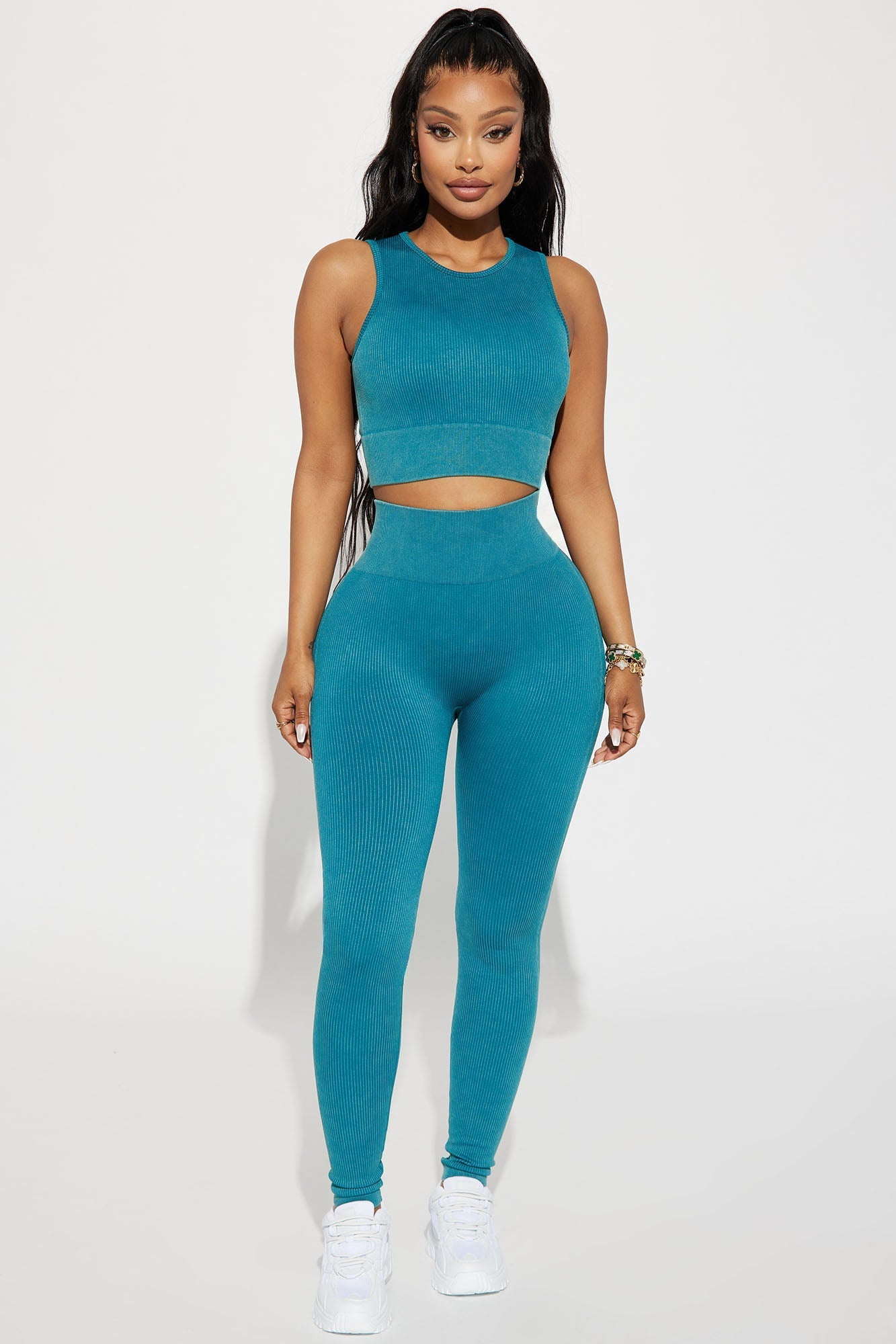 Alexa Washed Active Top - Teal Fashion Nova