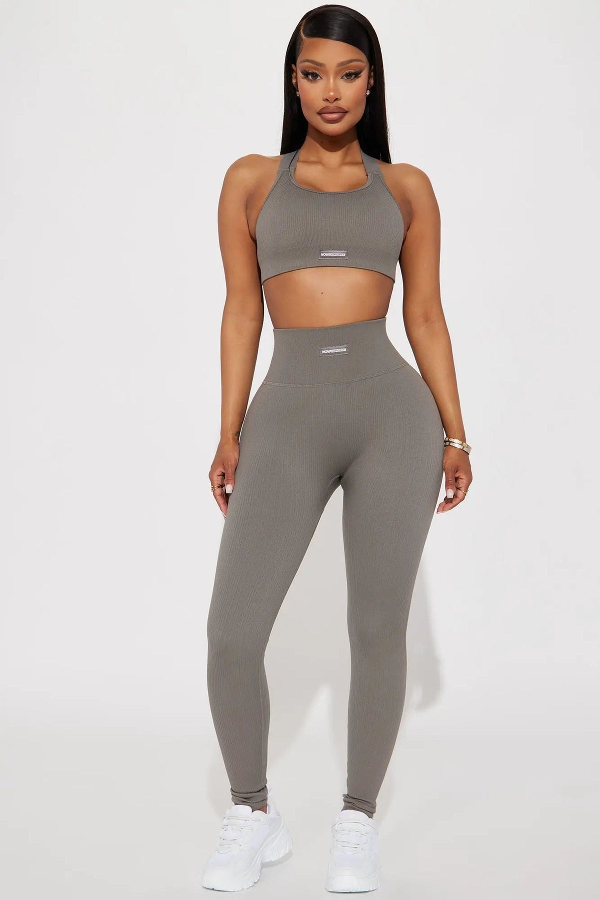 Fighter Ribbed Active Legging In Infinity Seamless - Charcoal Fashion Nova
