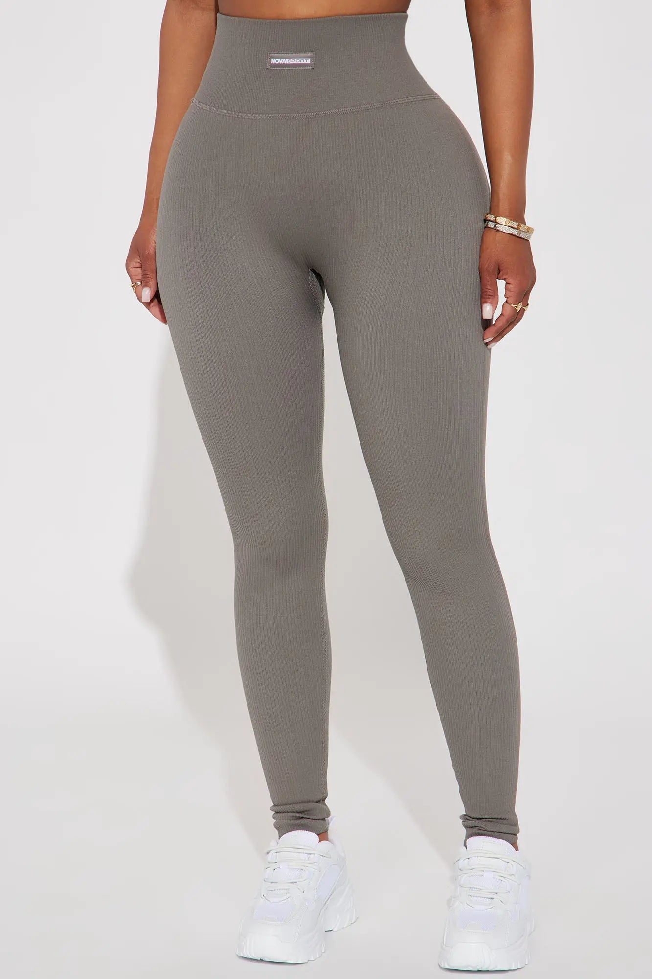 Fighter Ribbed Active Legging In Infinity Seamless - Charcoal Fashion Nova