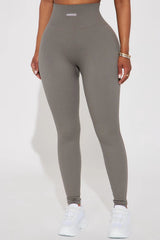 Fighter Ribbed Active Legging In Infinity Seamless - Charcoal Fashion Nova
