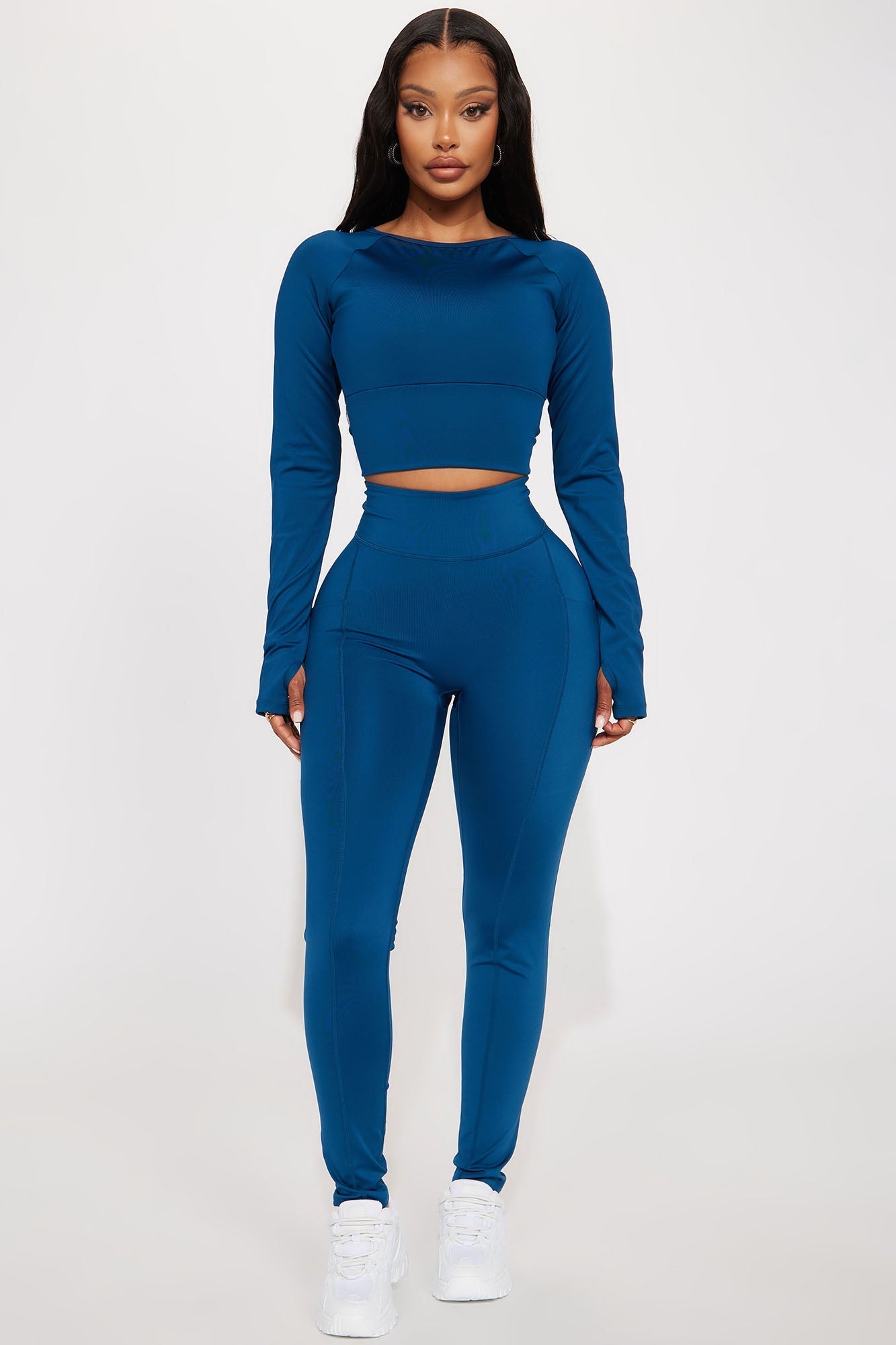 Warm Up Elevate Long Sleeve Active Top - Navy Fashion Nova