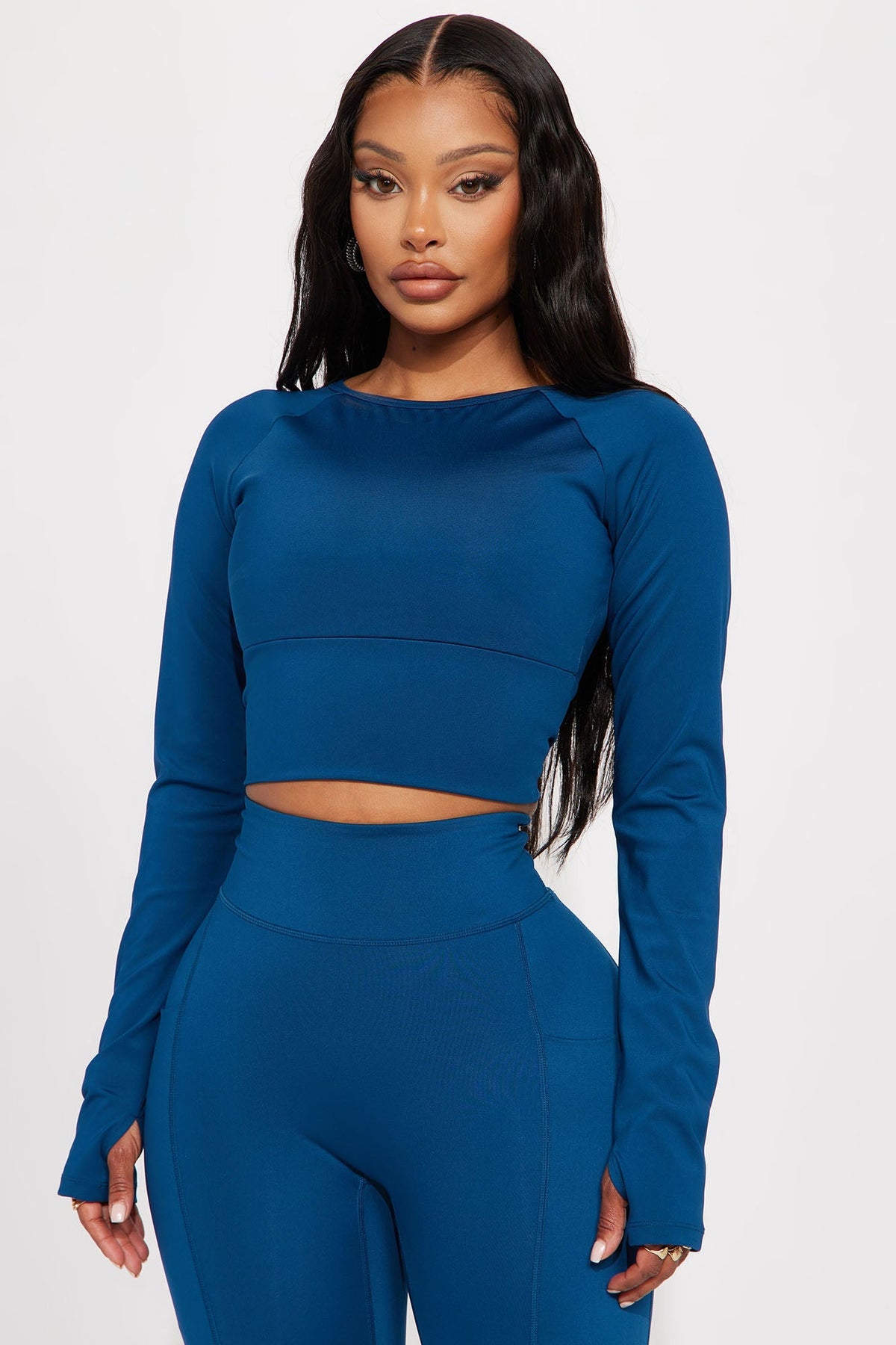 Warm Up Elevate Long Sleeve Active Top - Navy Fashion Nova