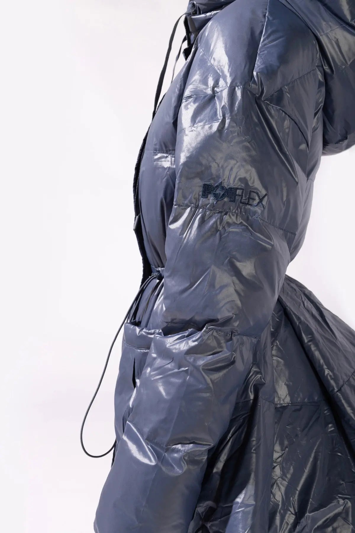 Pearl Peplum Puffer Jacket - Navy POPFLEX®