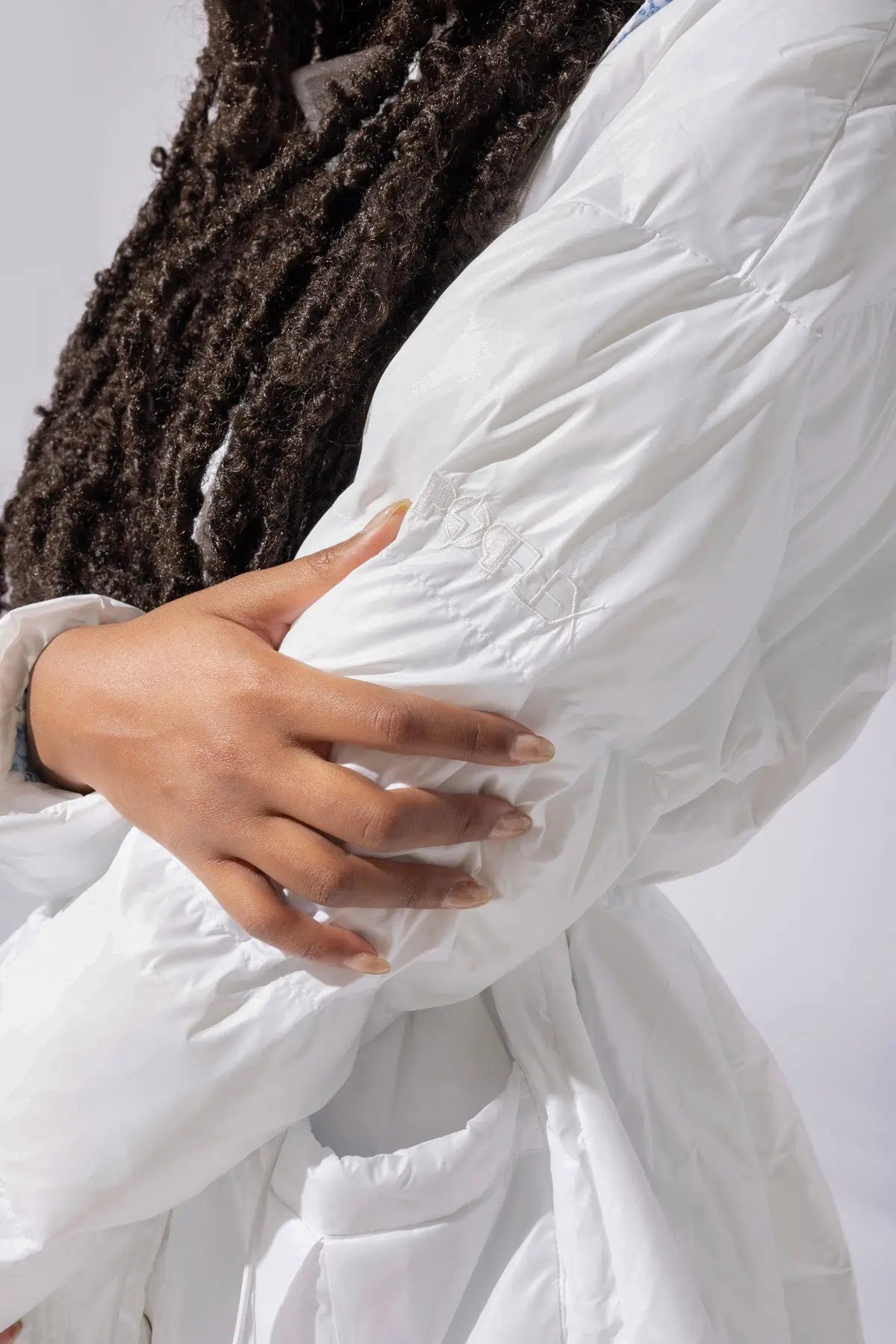 Pearl Peplum Puffer Jacket - White POPFLEX®