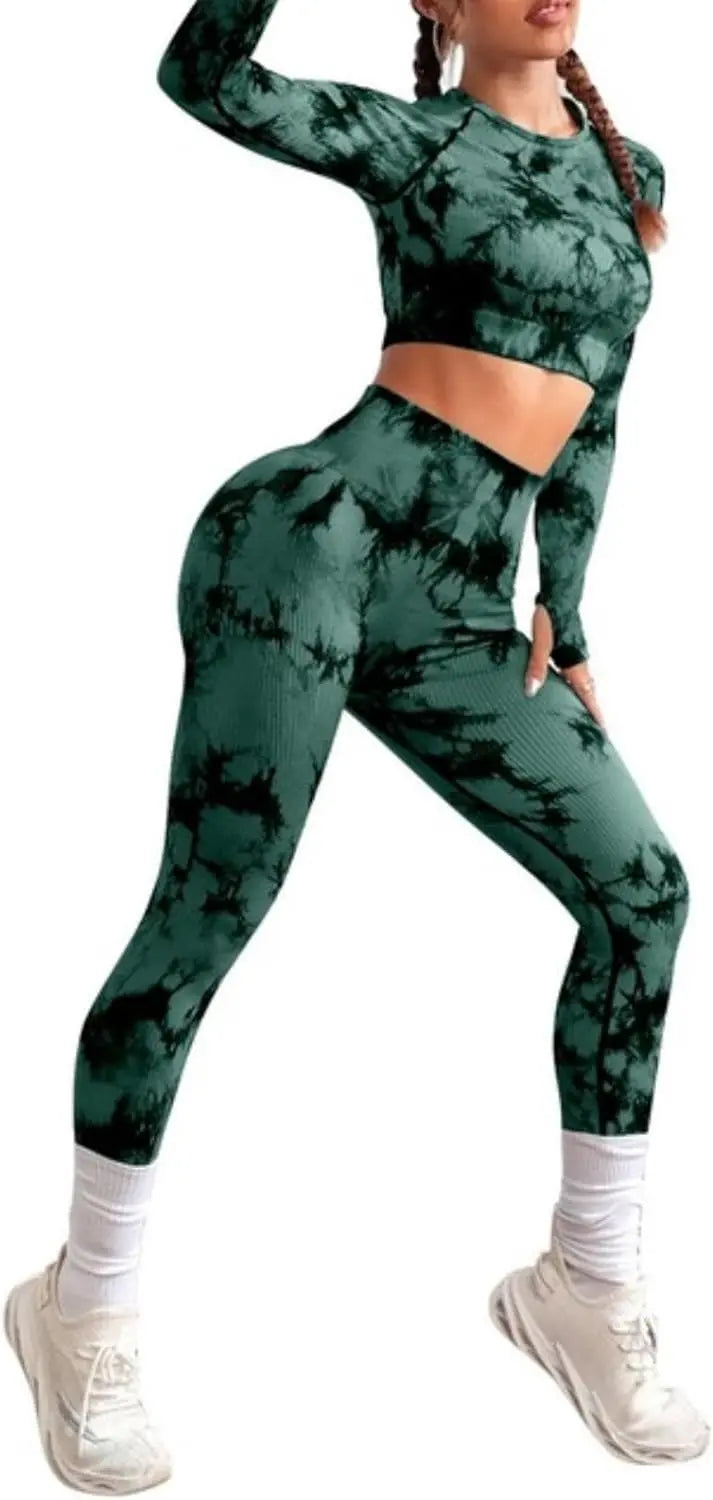 QIUNI Women Yoga Sets Tie Dye saudishark