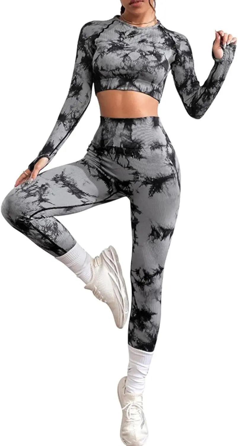 QIUNI Women Yoga Sets Tie Dye saudishark