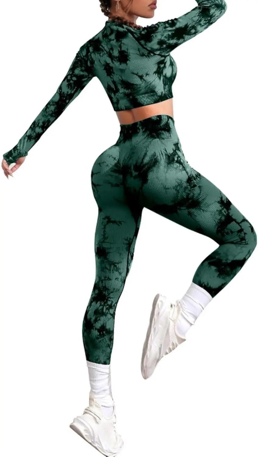 QIUNI Women Yoga Sets Tie Dye saudishark