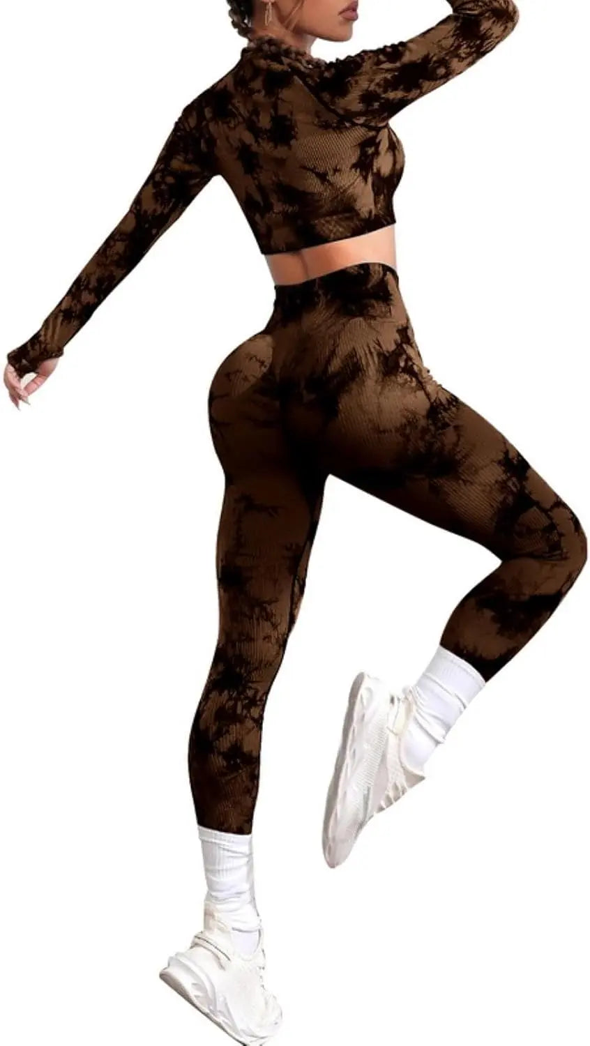 QIUNI Women Yoga Sets Tie Dye saudishark