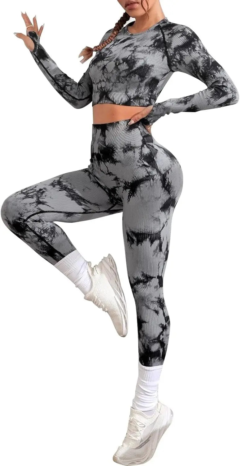 QIUNI Women Yoga Sets Tie Dye saudishark