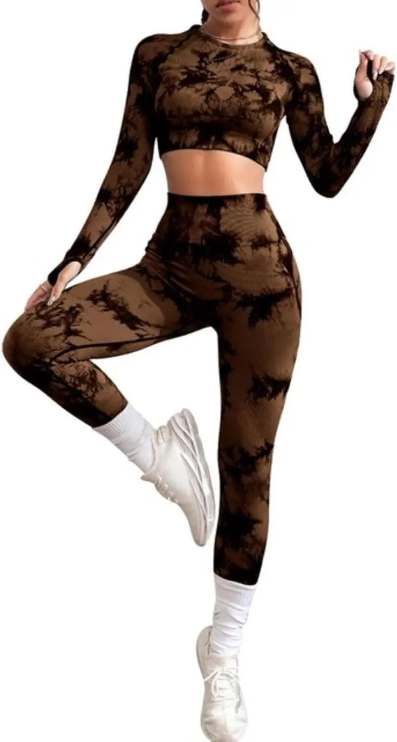 QIUNI Women Yoga Sets Tie Dye saudishark
