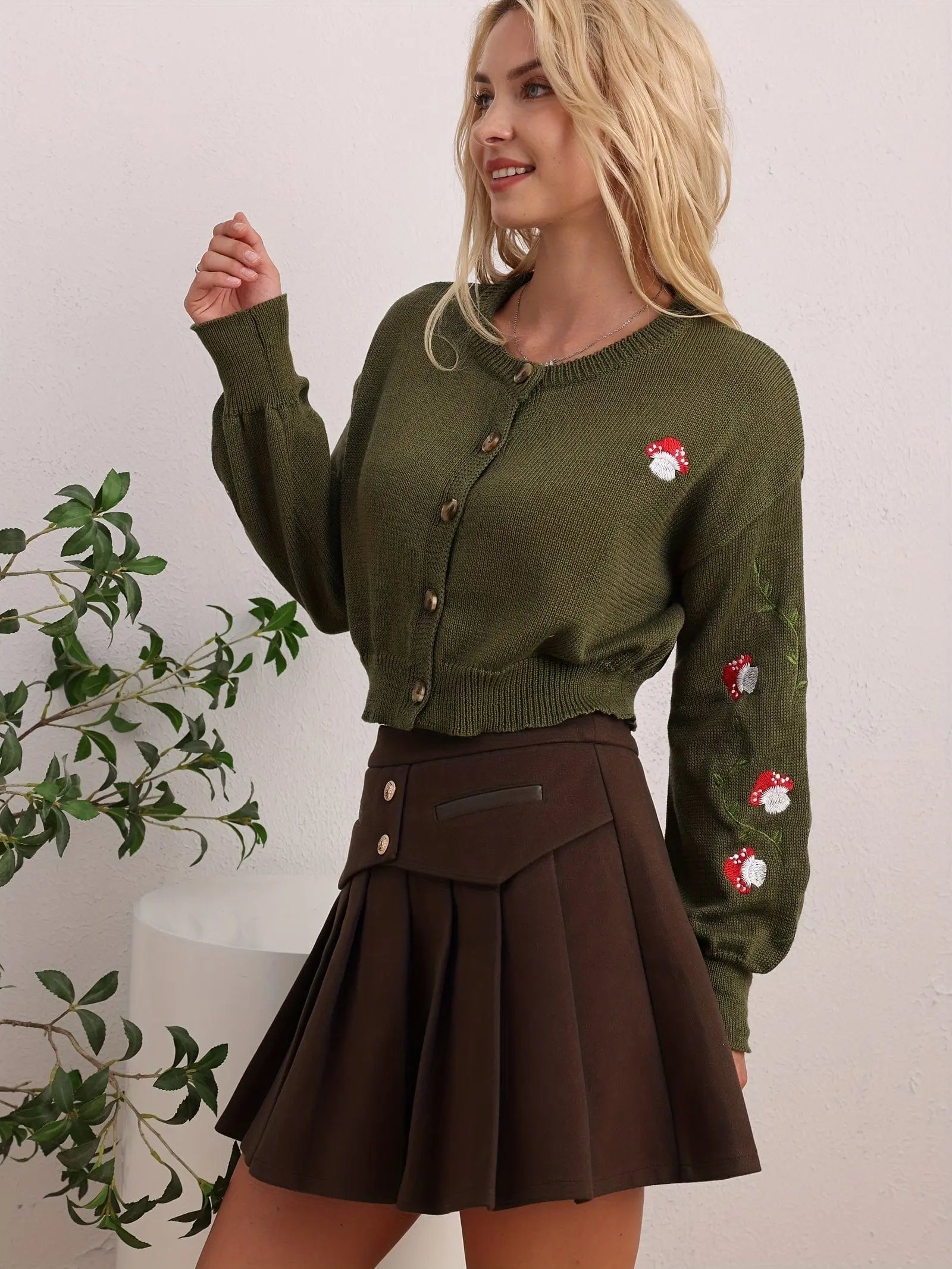 Pinnacle Mushroom Embroidered Cardigan Modavivo