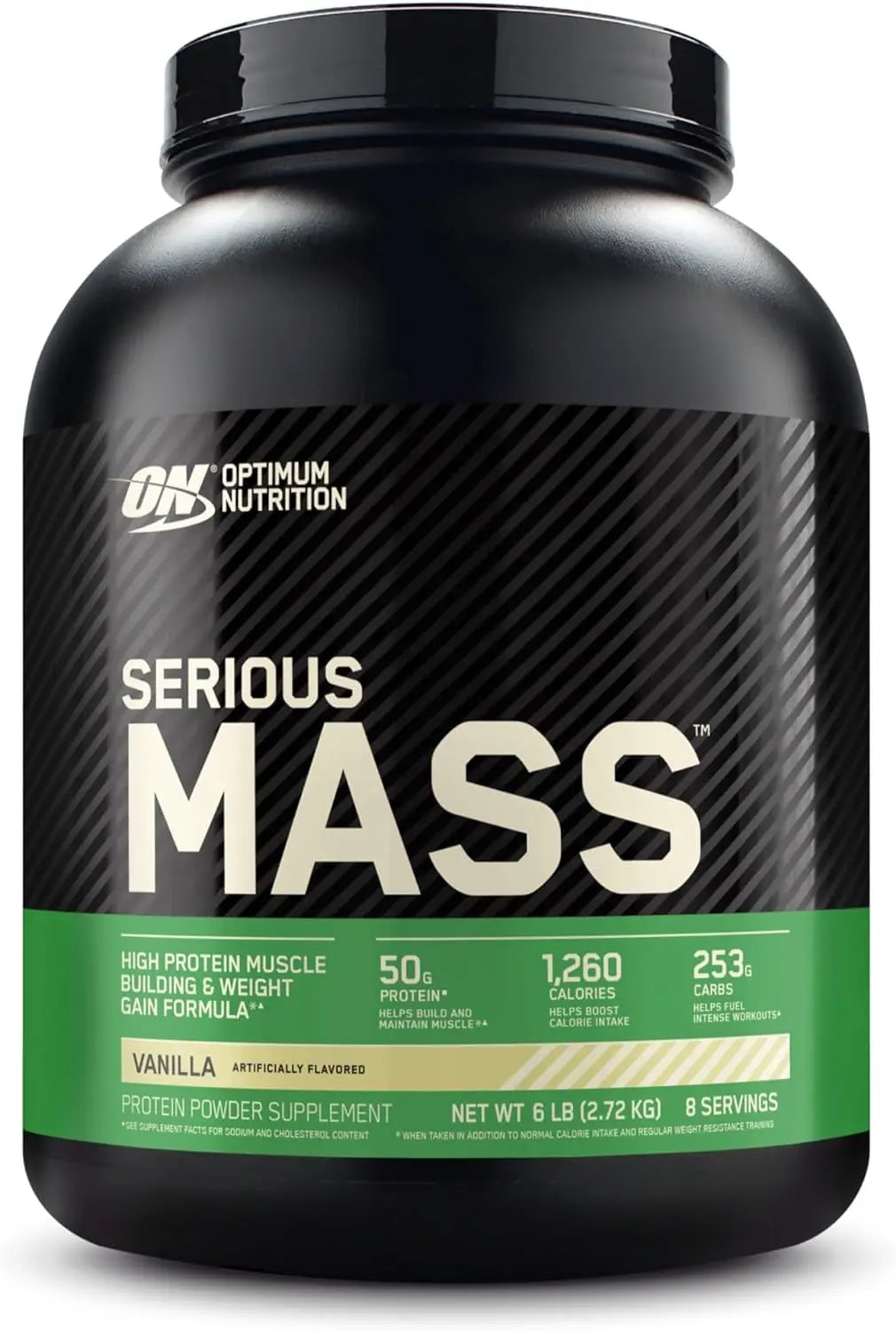 Optimum Nutrition (ON) Serious Mass High Protein and High Calorie Gainer Powder - 6 lbs (Chocolate) with Vitamins and Minerals SAUDI SHARK