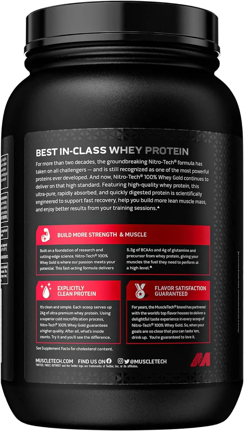 أفضل بروتين مصل اللبن في SAUDI SHARK مع فوائد مكمل Muscletech Nitro Tech Whey Gold Strawberry (999 جم/ 2.20 رطل).