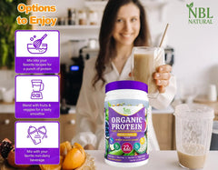NBL NATURAL Plant Based Organic Protein Powder, Vegan Protein Powder for Men & Women, 22G Protein Per Serving, Non-Dairy, Gluten Free, Lactose Free, No Sugar Added, French Vanilla, 2.2 lb, 25 Servings SAUDI SHARK | براند سعودي